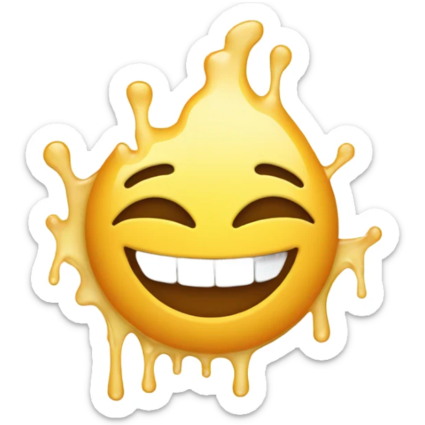 Smiling emoji with white honey coming out of its mouth sticker