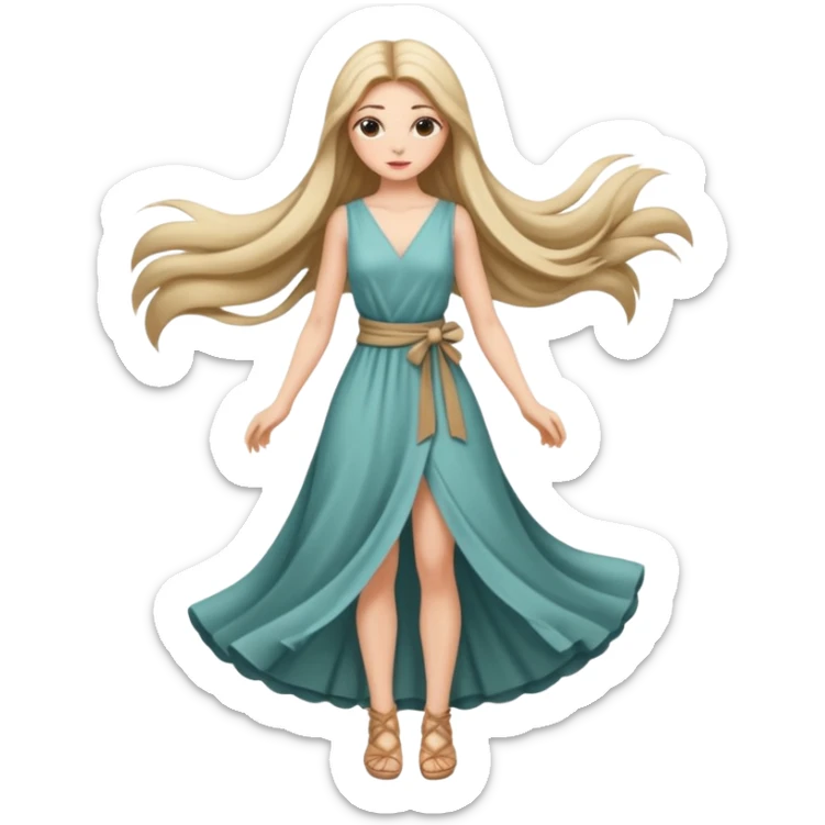 Empowered woman enjoying long tied hairs with full body sticker