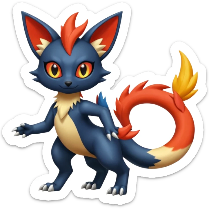 Torracat-Amaura-Salandit-Fennekin-Fakémon-Digimon-fusion (full body) sticker