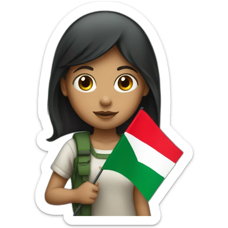 Emoji of a girl holding the flag of Palestine sticker