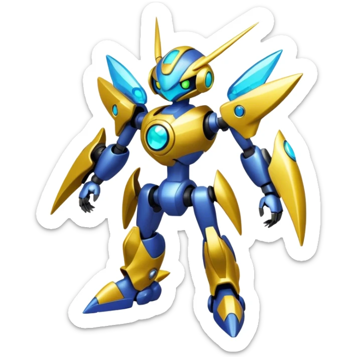 Shiny Futuristic Fakemon-Pokemon-Digimon-Spectrobes-Medabot-fusion, full body sticker
