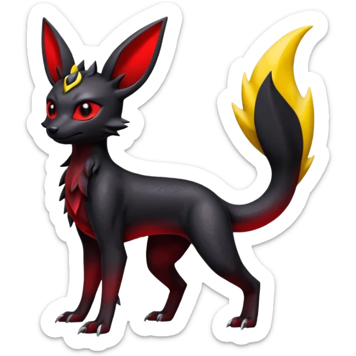  Shiny edgy dark gloomy red cool badass Umbreon-Salandit-Jolteon-fusion sticker