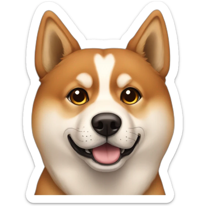 Gil with brown hair and her Shiba inu with brilliant eyes sticker