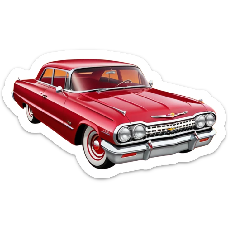 Satan’s streamlined Hot rod custom 1963 impala low rider four door carbon fiber hood body driving through hell  sticker