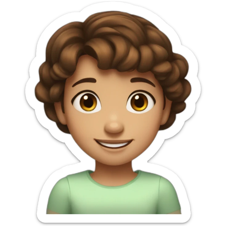cute little smiling girl, shor brown hair, brown eyes, dsisney style, pixar style sticker