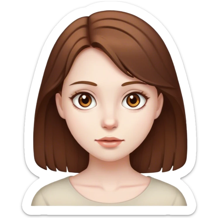 Girl with brown hair and brown eyes, and white body  sticker