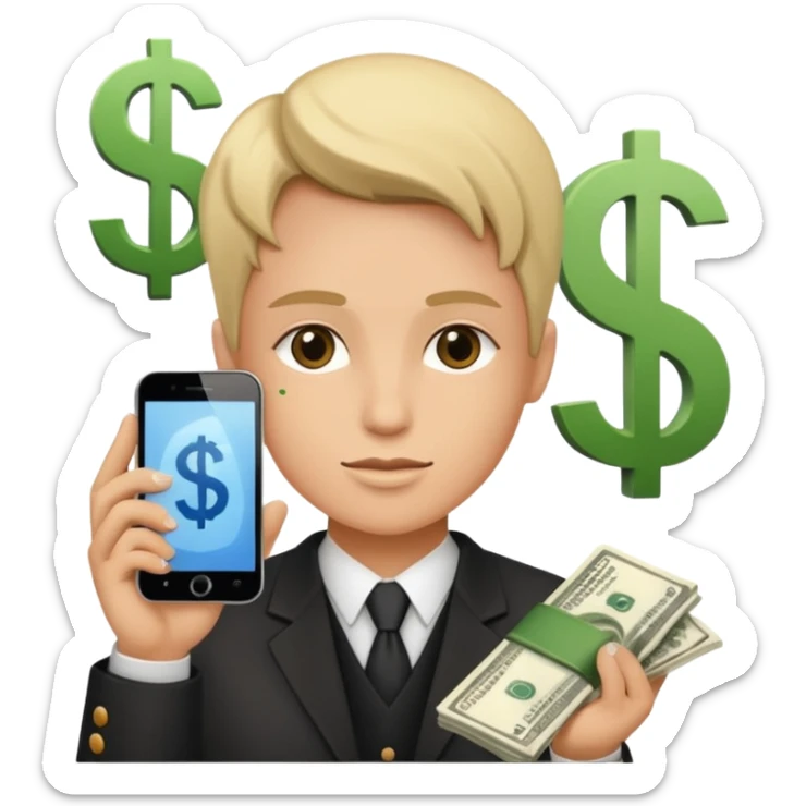 Earn money show by human with mobile.show cash flow symbol.add traditional way of look like sticker