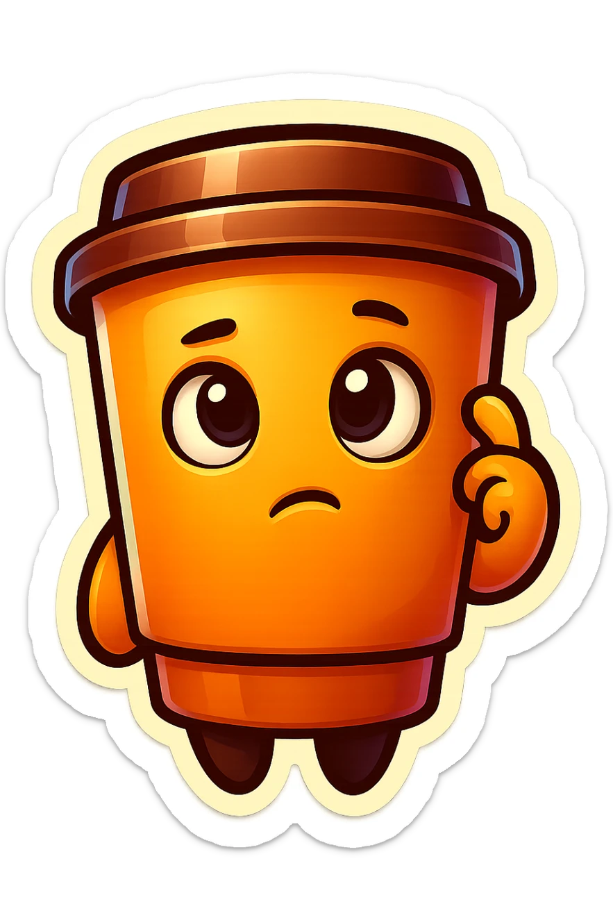 Tall coffee cup, pondering, thinking sticker