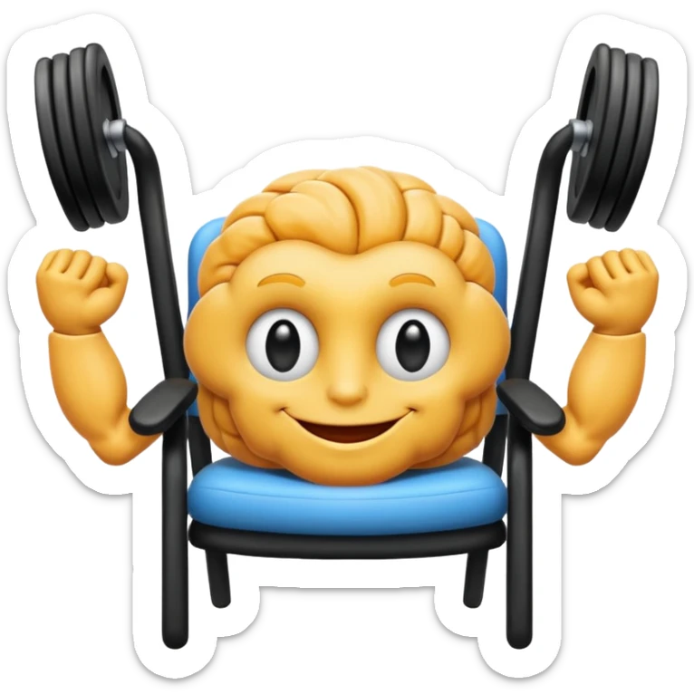 Un cerveau avec un immense sourire blanc, de beaux yeux noirs et des muscles sticker