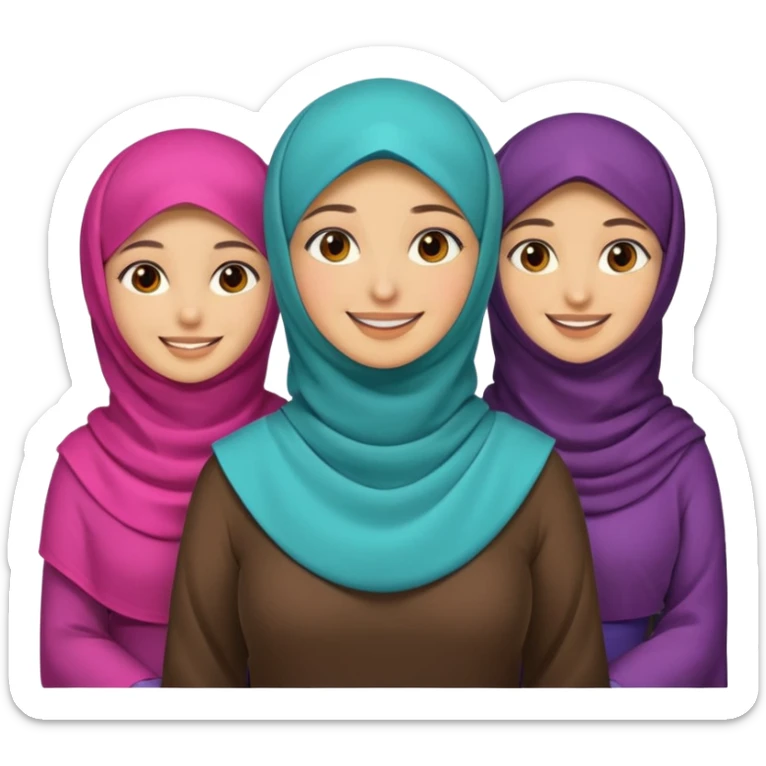 muslim family emoji , with the women wearing niqab, niqab = face cover sticker