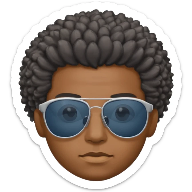 Un garçon,de couleur noir avec des lunettes de soleil grise,il a des cheveux crépus et au dessus de sa tete il est écrit BOUSS  sans qu’on voit ses yeux est ce qu’on peut mettre le même cadran de lunette que la première image et l’intérieur des lunettes en gris un peu bleu mais très foncé  sticker