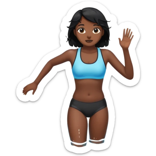 A girl swimming in Goan ocean. Girl should have black hair, clothes should be shorts and tank top or sports bra because she is indian sticker