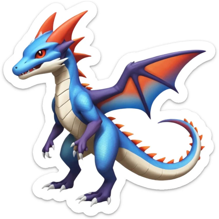 Shiny Noivern-Latios-Marowak-Salandit-Fakémon-hybrid-creature (full body)  sticker