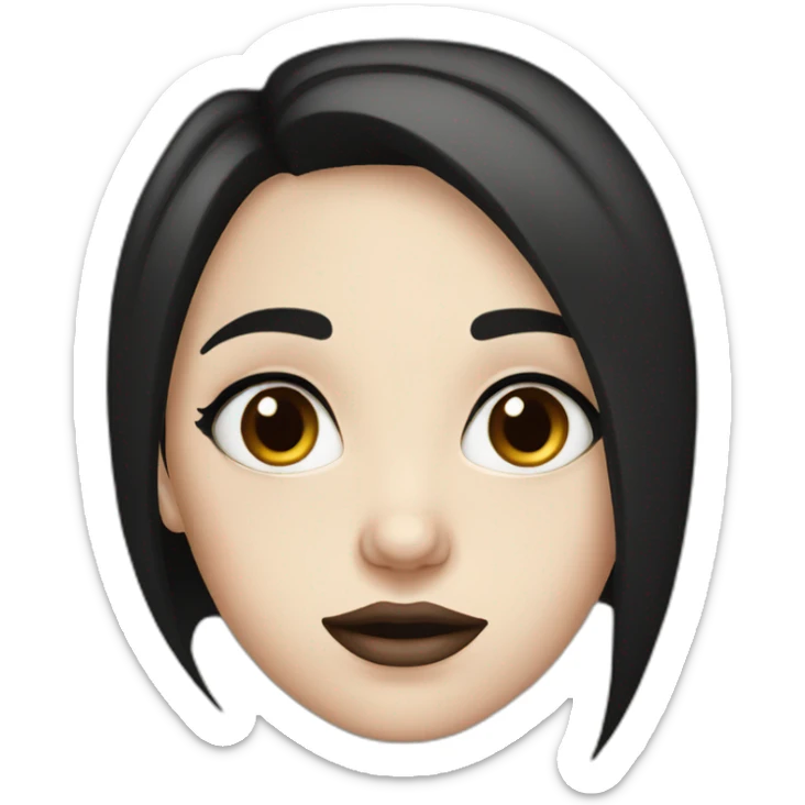 Pale girl with dark brown eyes, black hair and wide lips sticker
