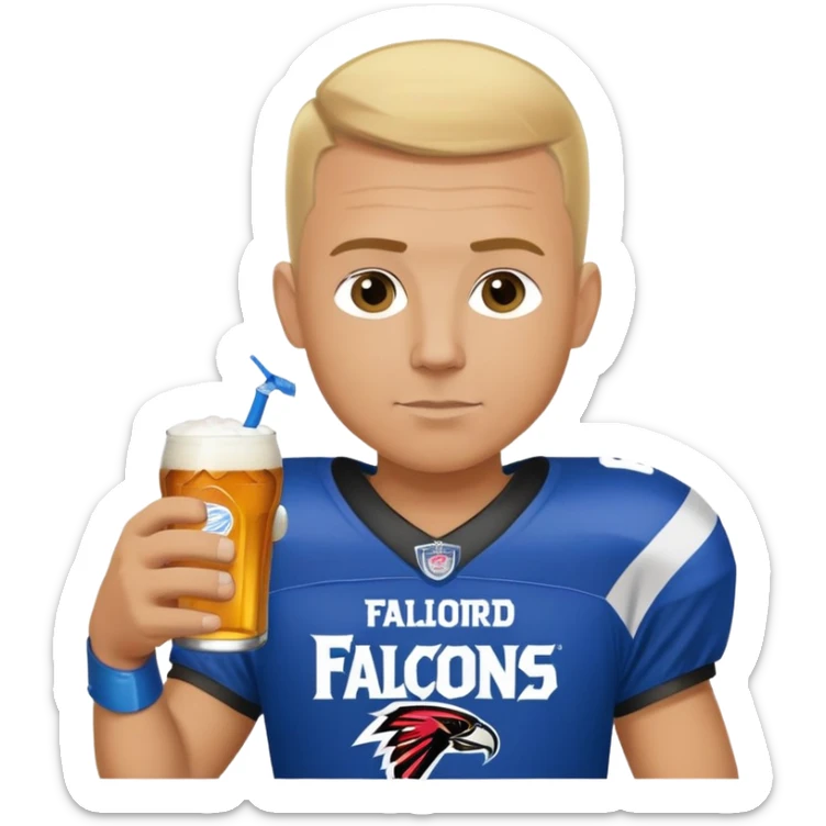 A football coach the Minford falcons but had a bud light and with a small kid with blonde hair buzz cut sticker