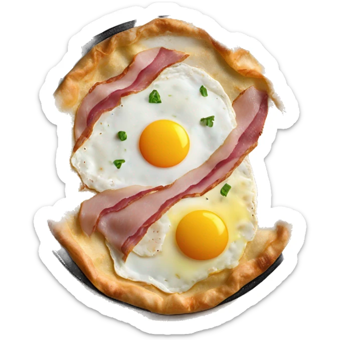 The Galette Complète is a classic savory dish from Brittany in France, made from a buckwheat crepe filled with ham, cheese, and a sunny-side-up egg. sticker