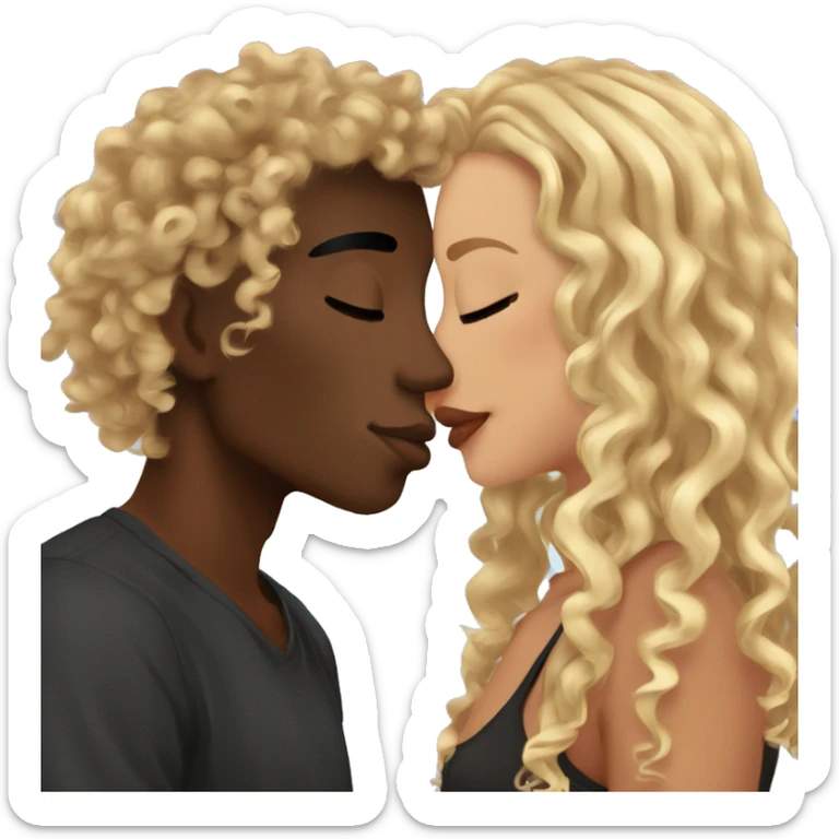 Me kissing my brown skin girlfriend with curly hair. I am black and have a septum piercing, and blonde locs. She has a septum piercing aswell. sticker
