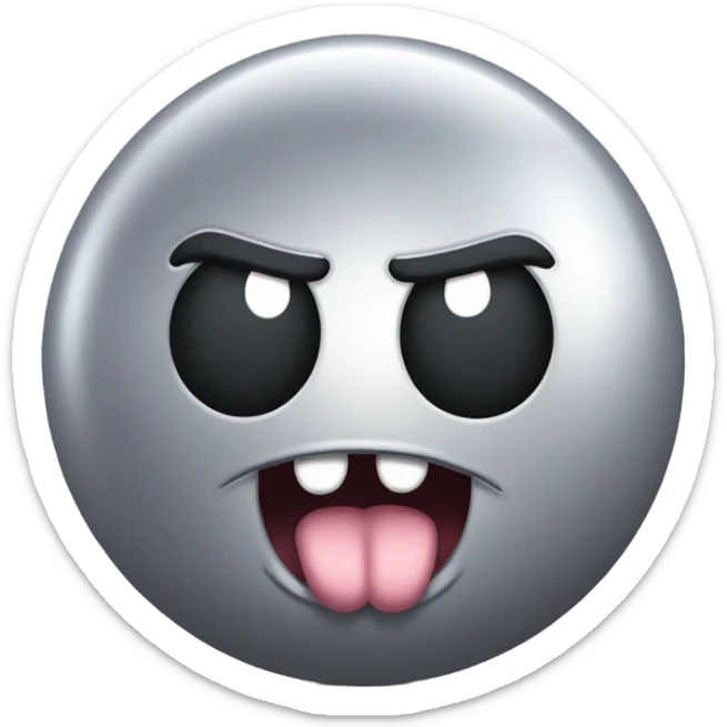 Metal cute mad Kirby Gray ball driving on 4 car wheels with mad eyebrows game sticker