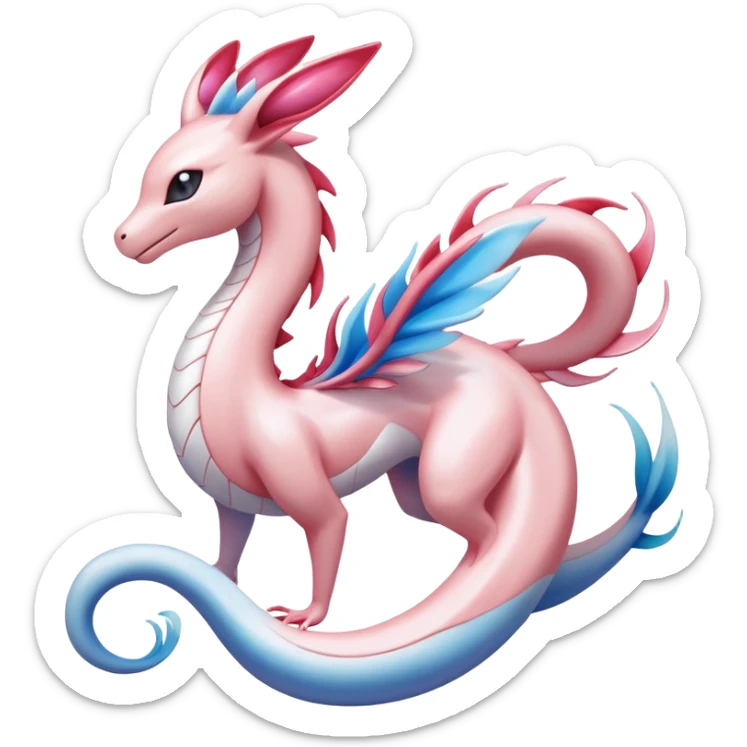 Milotic-Sylveon-Dragonair-Fakémon-hybrid-creature (full body)  sticker