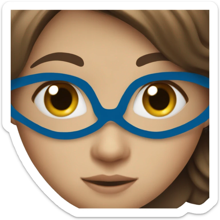 cute brown hair girl with blue eyes with mask on her face sticker