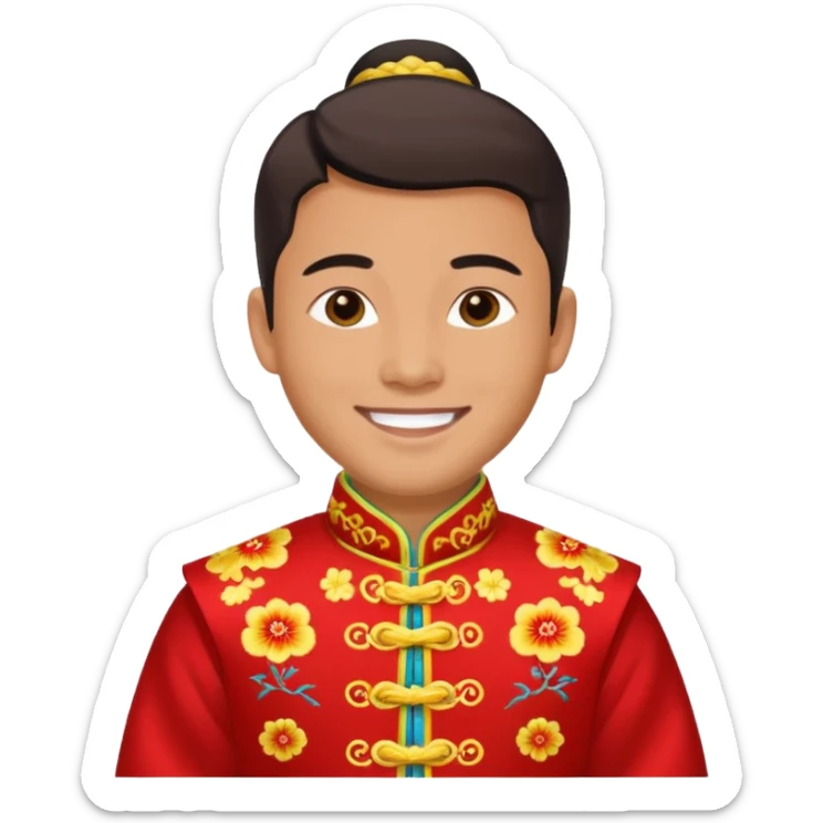 American groom, traditional, culture of chinese, smiley on face. sticker