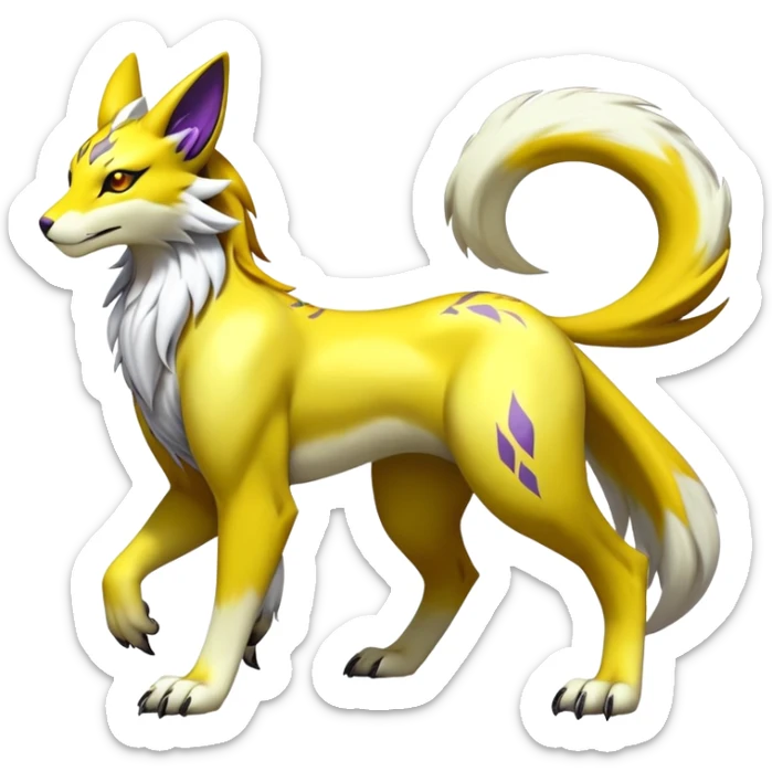 Shiny Elemental Exotic Renamon-Raikou-Liepard-Persian-Pokémon-Fakémon-hybrid-creature (full body) sticker