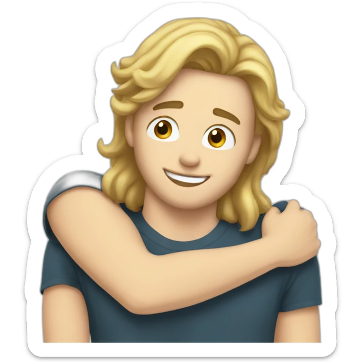 Hug white man brown hair white girl blond hair sticker