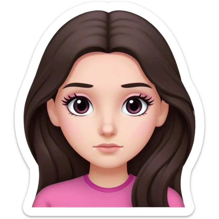 long haired brunette girl black eyes long lashes and pink clothes listening to Ahmet Kaya sticker