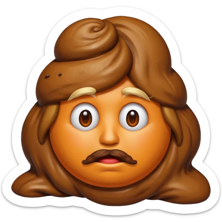 the poop emogi, a pile of poop in trumps image   none of those are what i want  i want the poop emogi with trumps face renbdered in poop, with an orange cast, and his wig on top nope sticker