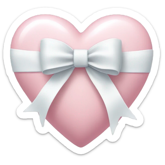 Pastel pink heart with white bow sticker