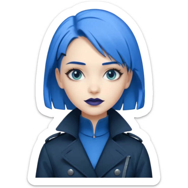 i want an emoji of a cool barb girl that likes blue, a techie girl that is like a matrix character sticker