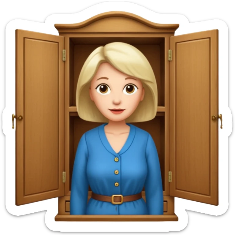 A character from the fairy tale Beauty and the Beast: the middle-aged lady (around 40 years old) who was turned into a wardrobe. She retains the wardrobe's original form, with an anthropomorphic face on the closed cabinet. sticker