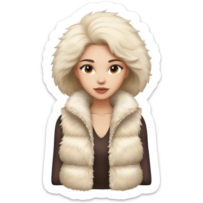 A women's vest combining a fur-like texture with a fluffy finish, radiating luxury and style sticker