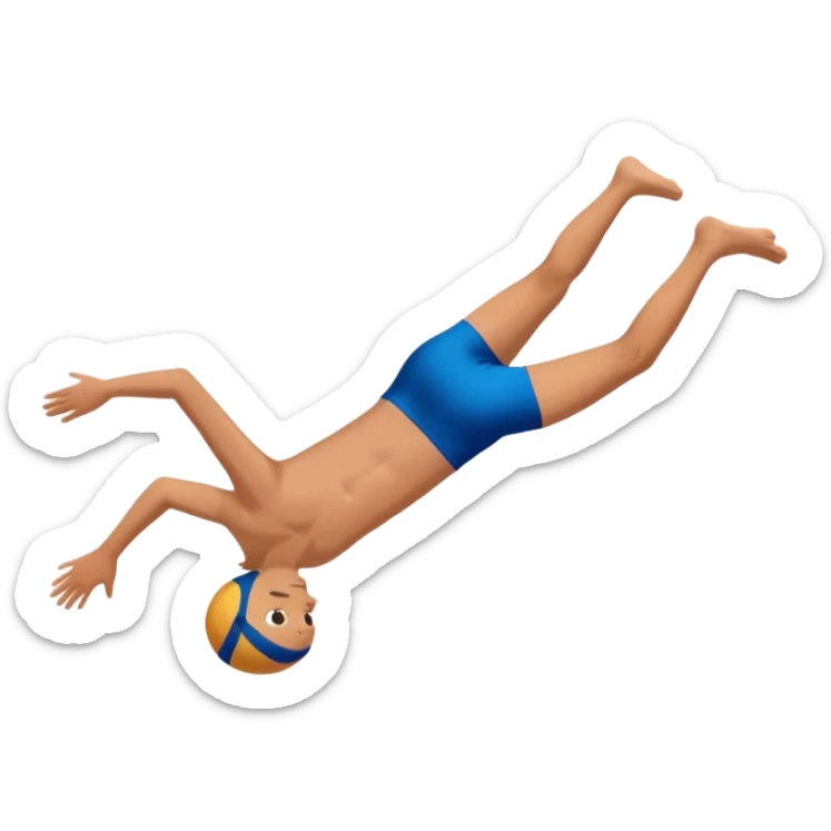 Kid doing a belly flop in to a pool full of water. Show the Swimmingpool sticker