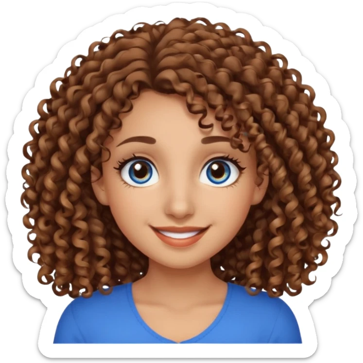 Can you make a pretty girl with long lashes brown eyes cutly hair big nose with light brown skin and have two different eye color  one blue and the other eye color brown please let me also see the half of her body sticker