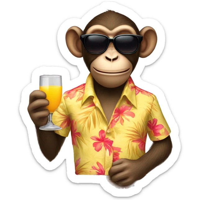 So i’m thinking of: a monkey with a Hawaiian shirt, sunglasses, fake mustache, holding a glass of mimosa sticker