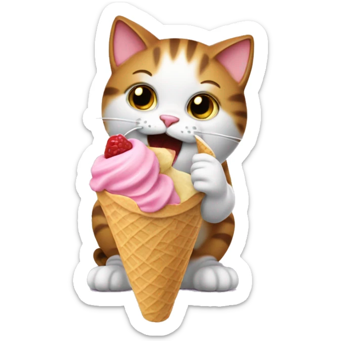 cat eating ice cream sticker
