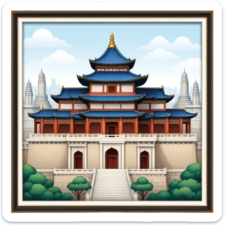 Cinematic Realistic Imperial City of Hu·∫ø Landmark Emoji, showcasing historic palaces and temples rendered with intricate textures and regal, soft lighting. sticker