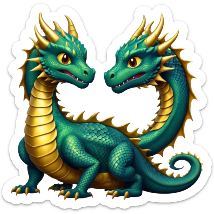 2 dragons, 1 is black and the other is gold, the gold is smaller than the black one sticker