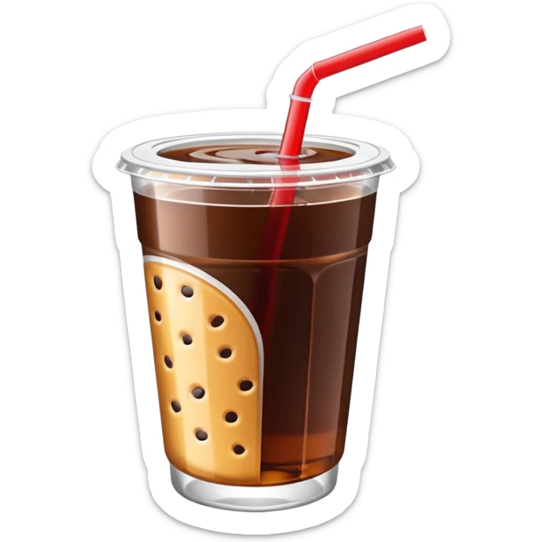 3D minimal icon of a snack and drink cup with a clear accent in #FF3D00, clean and modern cafeteria feel sticker