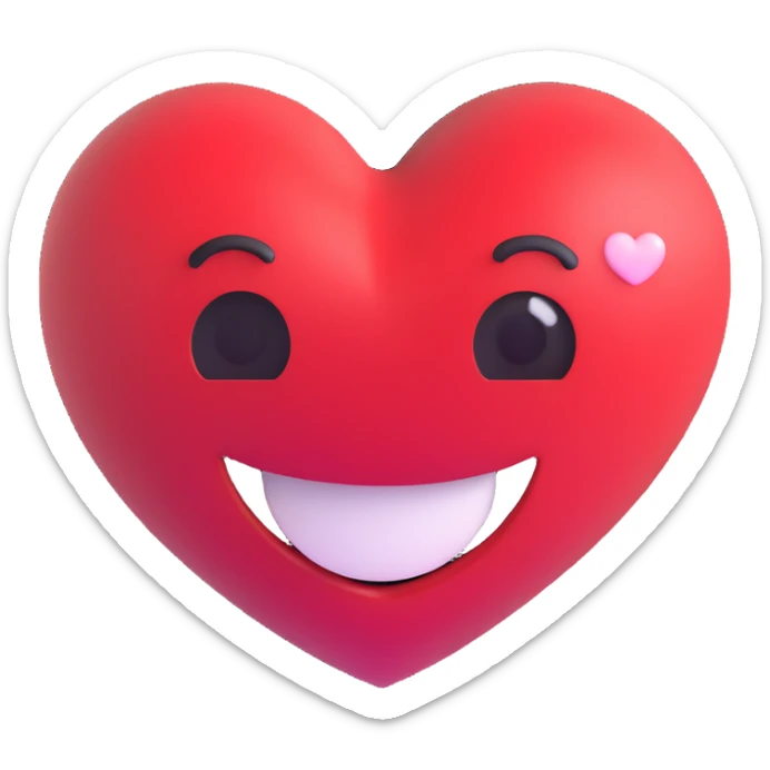 smiling face with a heart popping out, heart is pixelated, 3D emoji style sticker