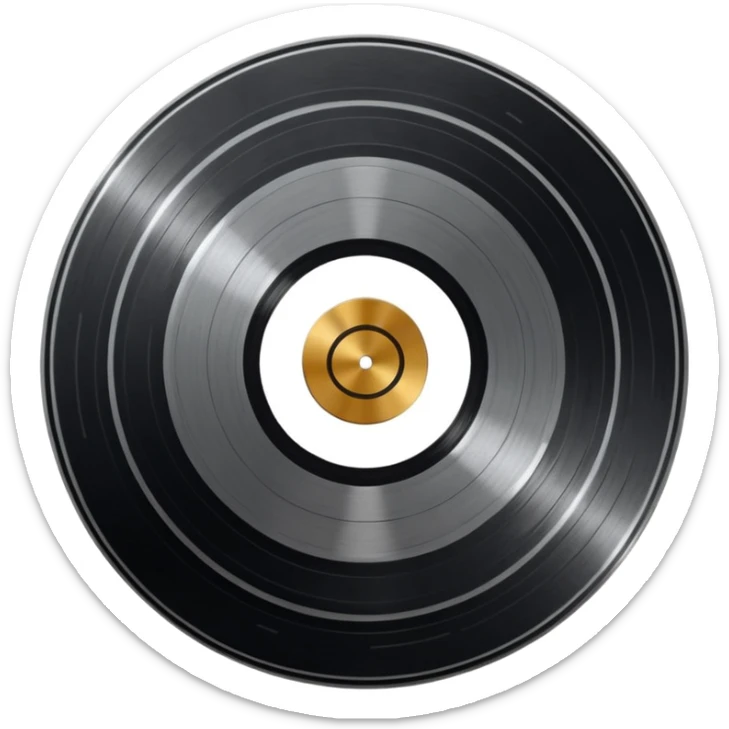 A dark metal platinum music award plaque The center features a relief of a or stylized vinyl record in a slightly darker metallic tone sticker