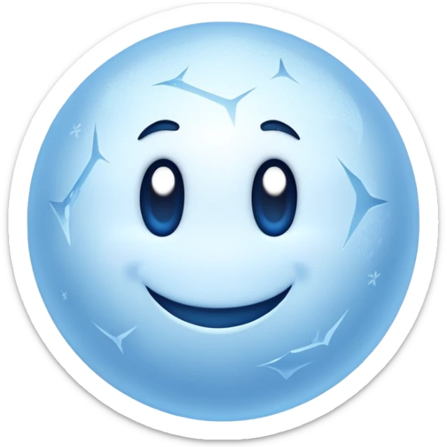 a frozen ball, icy and frosty, with visible frost and a cool blue tint, modern emoji style sticker