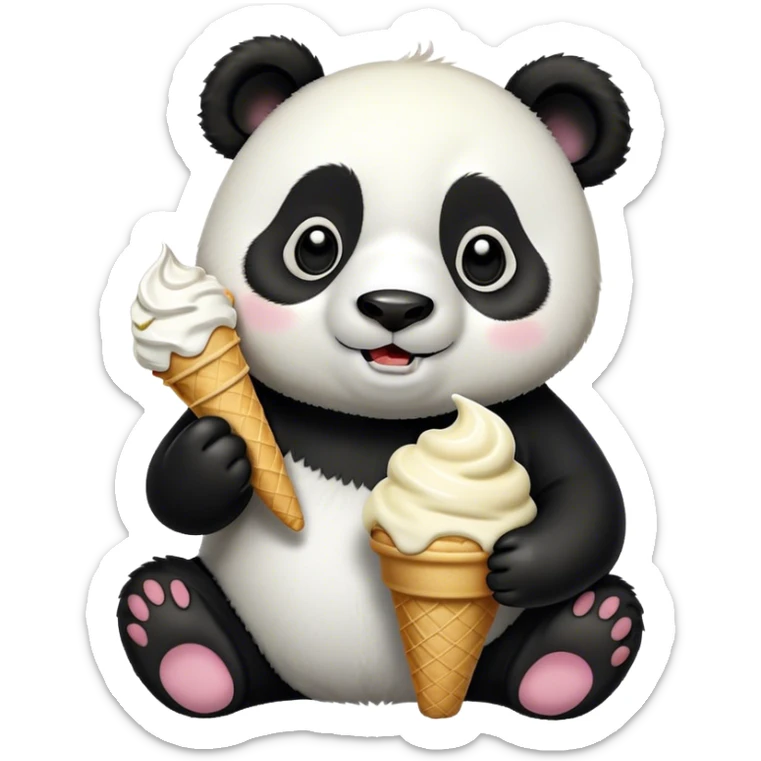 Panda eating ice cream sticker