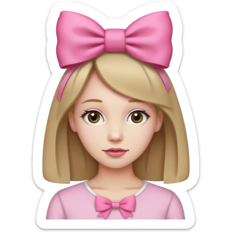 Este emoji 🙍🏼‍♀️ pero con el pelo rubio oscuro, y con un lazo rosa en la cabeza  sticker