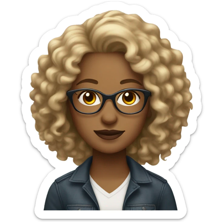 Gorgeous light brown woman with blonde curly hair and glasses sticker