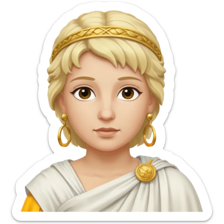 Ancient Roman woman with earrings and blonde hair, ancient clothes sticker
