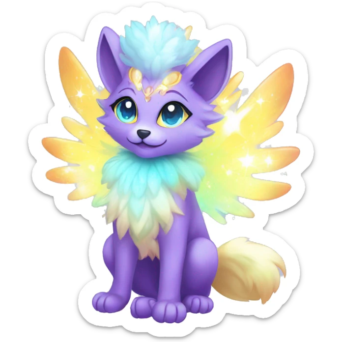 Shiny Sparkly Colorful Fluffy beautiful fantasy Kawaii Ethereal Anthro Sona Nebula-Crystal-Fakemon-animal sticker