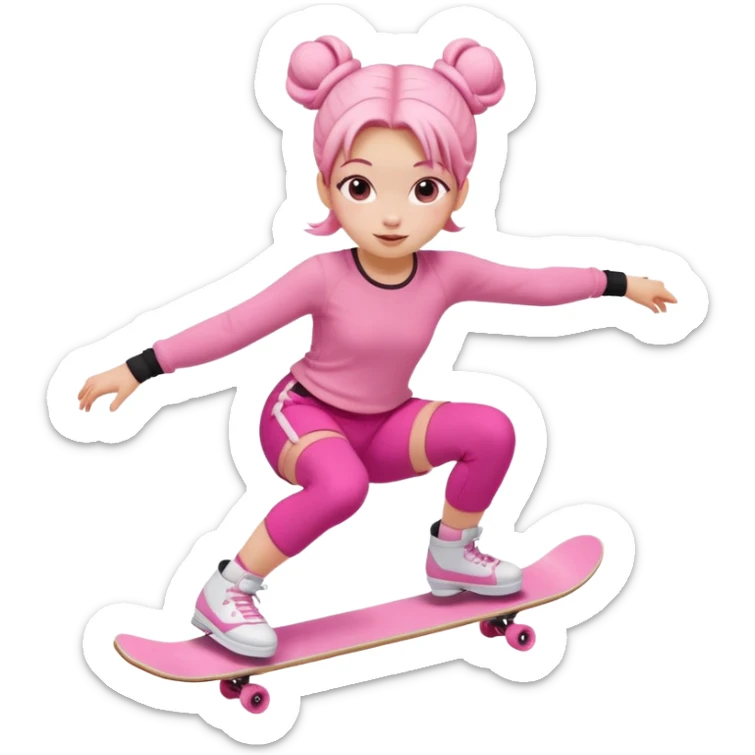 My little pony Cute skater girl with two buns and pink outfit, gliding with playful energy. sticker