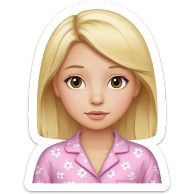 Girl with blonde hair makeup on and in light pink pj's  sticker